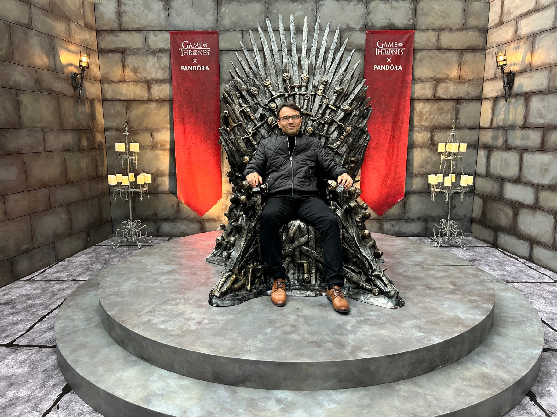 Sitting on the Iron Throne - a Game of Thrones experience at the Pandora pop-up in NYC